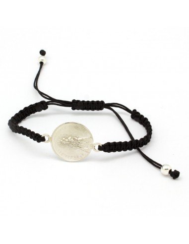 Pulsera en plata de ley con macramé de la...