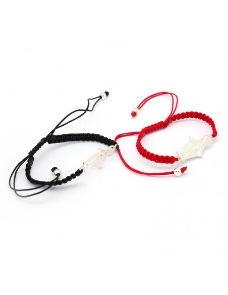 Pulsera en plata de ley con macramé de la Virgen del Amparo de Castejón.
