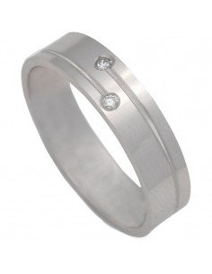 Alianza de oro blanco con 2 diamantes