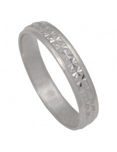 Alianza tallada en oro blanco de 18 Kts