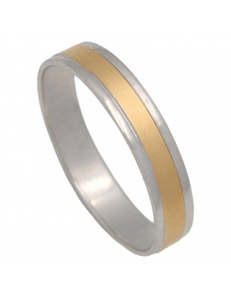 Alianza de 4mm de anchura combinada en oro blanco y oro amarillo.