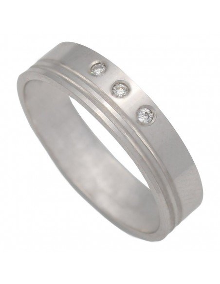 Alianza de boda en oro blanco con diamantes.