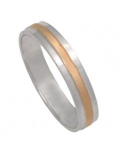 Alianza de oro blanco de 18 Kts combinada con oro rosa.