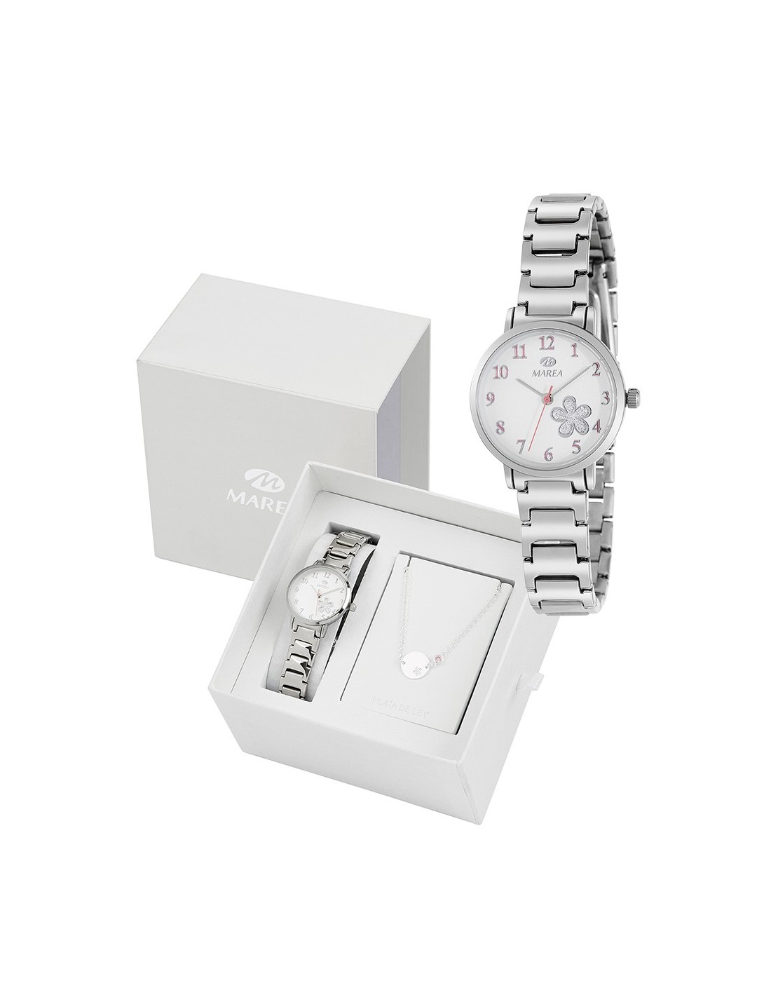 Reloj para niña de comunión con pulsera de plata de regalo.