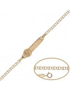 Pulsera para bebe en oro amarillo de 18Kts. con placa central y detalle de elefante.