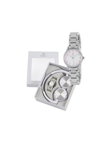 Reloj de niña de comunión con cadena de acero y auriculares bluetooth de regalo.