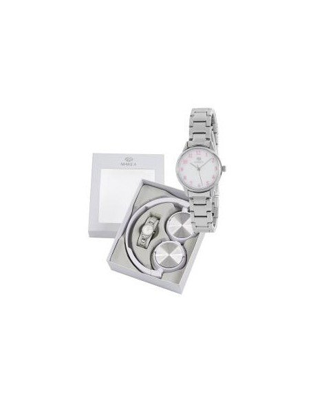 Reloj de niña de comunión con cadena de acero y auriculares bluetooth de regalo.
