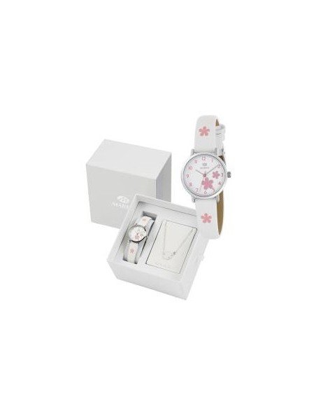 Reloj marca Marea para niña de comunión con correa rosa y flores