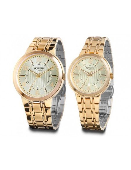 Pareja de relojes de acero chapados en oro de la marca Duward