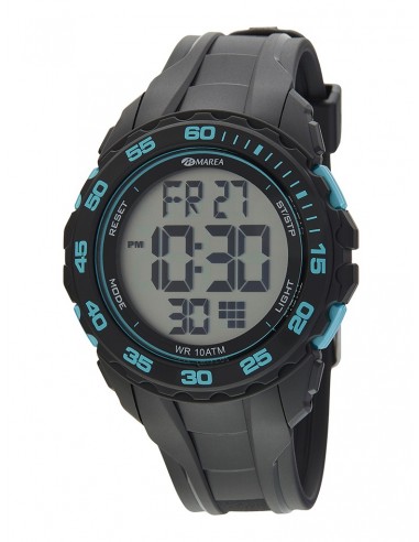 Reloj digital para caballero de la marca Marea en colores negro y turquesa