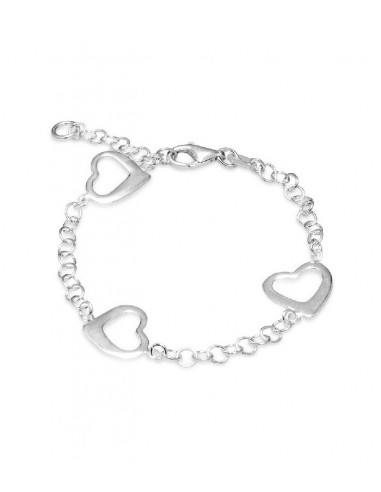 Pulsera en plata de primera ley con motivos de corazones