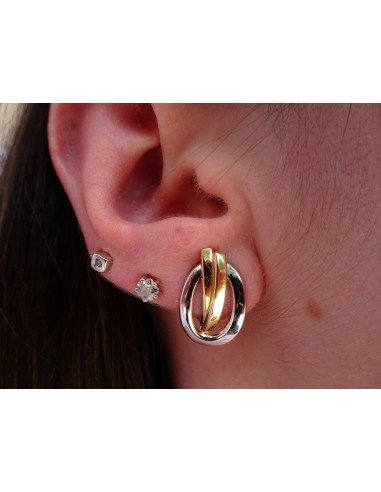 Pendientes para señora en oro blanco y amarillo de 18Kts