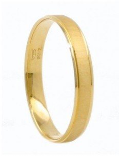 Alianza de boda en oro amarillo de 18Kts combinando mate y brillo