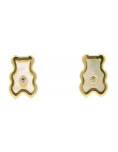 Pendientes para niña de ositos en nacar y circonita 2