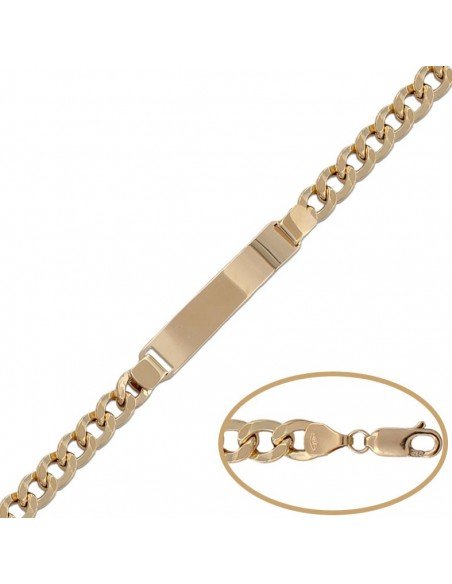 Pulsera de identidad con placa en oro de 18kts