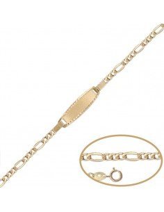 Pulsera de bebe en oro amarillo con placa para grabar