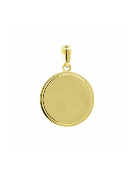 Medalla redonda para niña de comunión en oro amarillo de 18kts