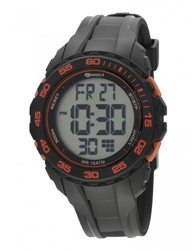 Reloj digital para caballero de la marca Marea en colores negro y naranja