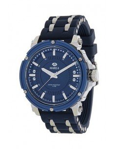 Reloj analógico para caballero con correa de silicona negra combinada con aluminio de la marca Marea