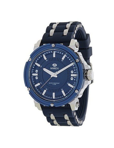Reloj analógico para caballero con correa de silicona negra combinada con aluminio de la marca Marea