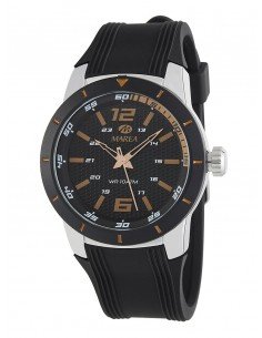 Reloj analógico de caballero con correa de silicona en color negro de la marca Marea