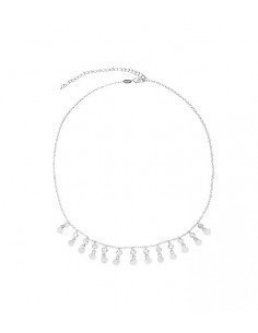 Gargantilla en plata de ley con charms dobles de circonita y círculos lisos