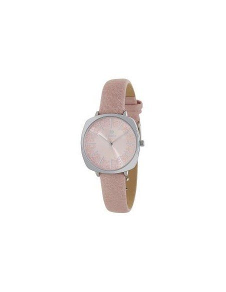 Reloj para señora con correa de piel rosa a juego con la esfera