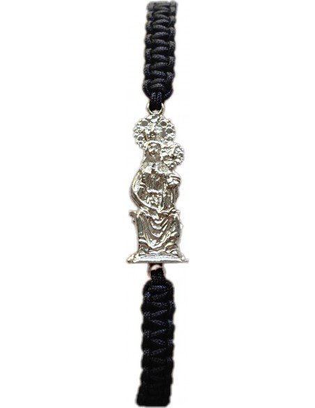 Pulsera en plata de ley con macramé de la Virgen del Castellar de Torres de Berrelén