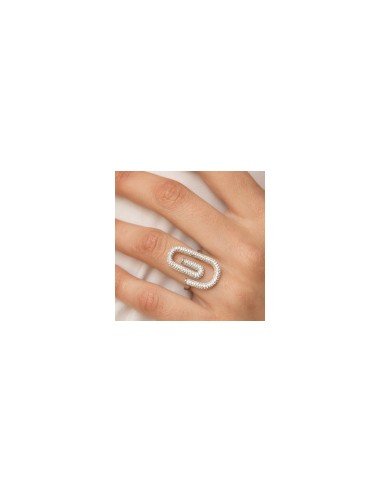 Anillo de plata diseño de clip y circonitas