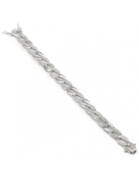 Pulsera de plata con eslabones ovalados y circonitas