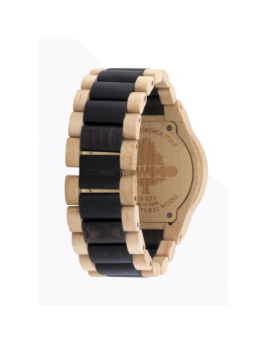 Reloj madera reciclada beige y negro