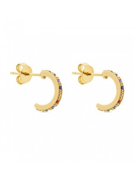 Pendientes de aro con circonitas multicolores