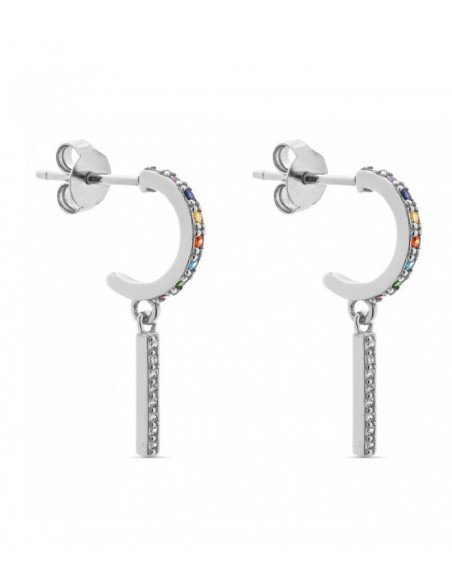 Pendientes aro multicolor y barra charm