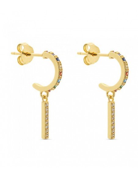 Pendientes aro multicolor y barra charm