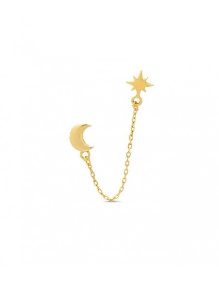 Pendiente con cadena de estrella y luna