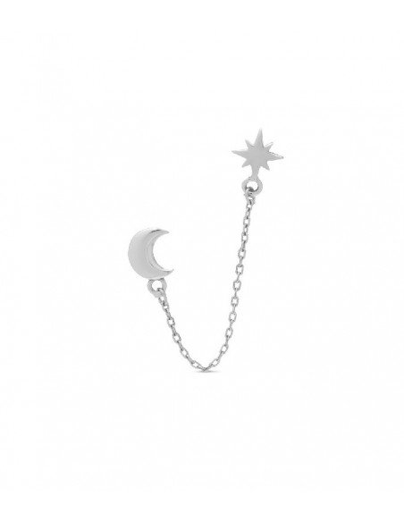 Pendiente con cadena de estrella y luna