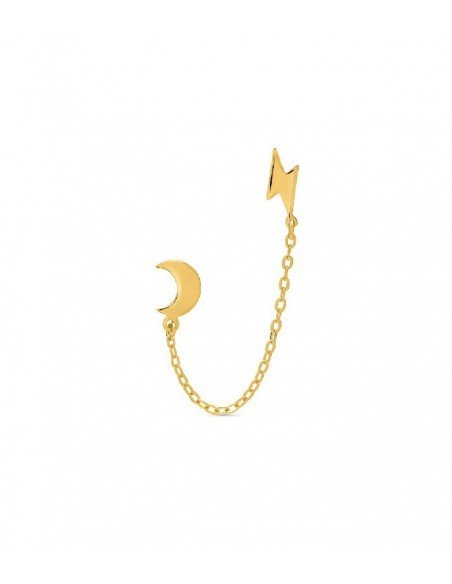 Pendiente con cadena de rayo y luna