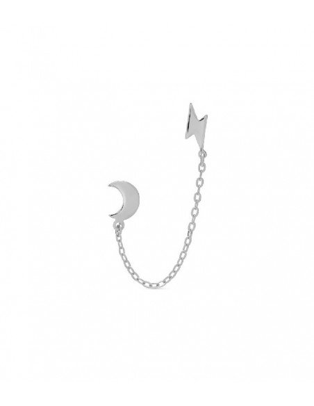 Pendiente con cadena de rayo y luna