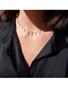 Gargantilla en plata de ley con charms dobles de circonita y círculos lisos 2