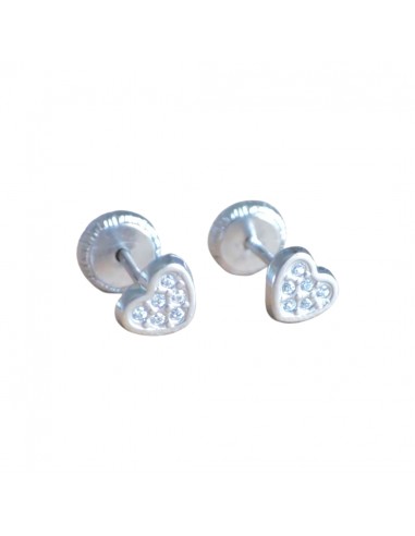 Pendientes oro blanco corazones bebé