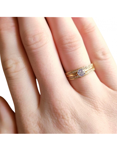 Anillo de oro amarillo y circonitas