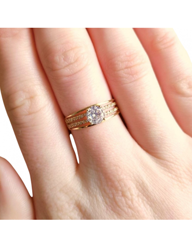 Anillo oro pedrería de circonitas