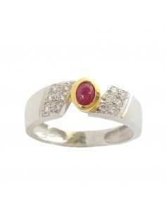 Anillo oro blanco y rubí