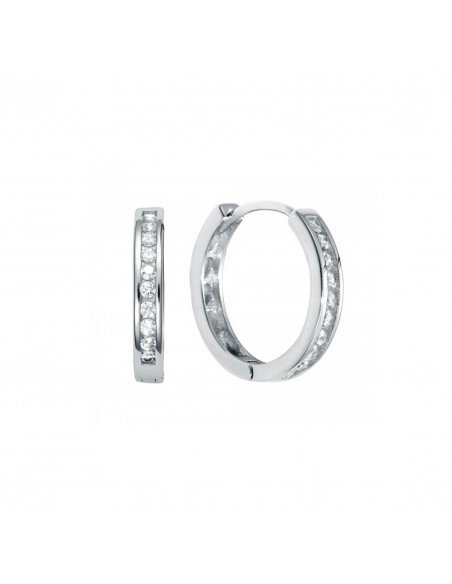 Pendientes de aro y circonitas en plata