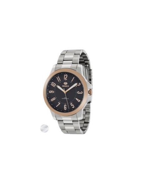 Reloj de acero de caballero con esfera negra de la marca Marea