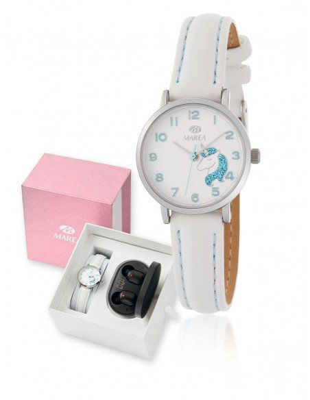 Reloj para niña de comunión con correa y auriculares de regalo