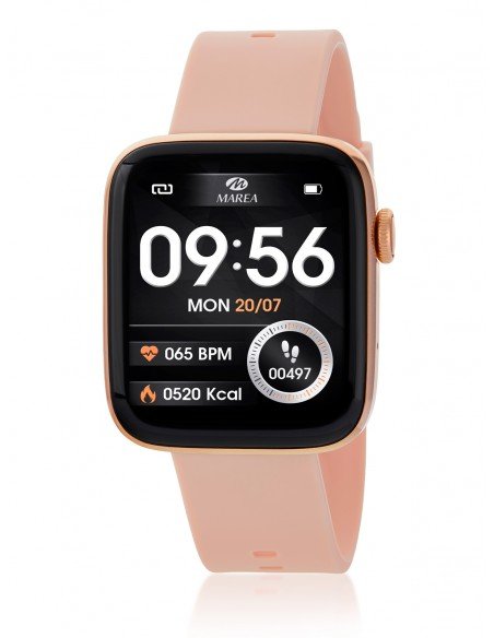 Reloj de deporte cuadrado color rosa palo