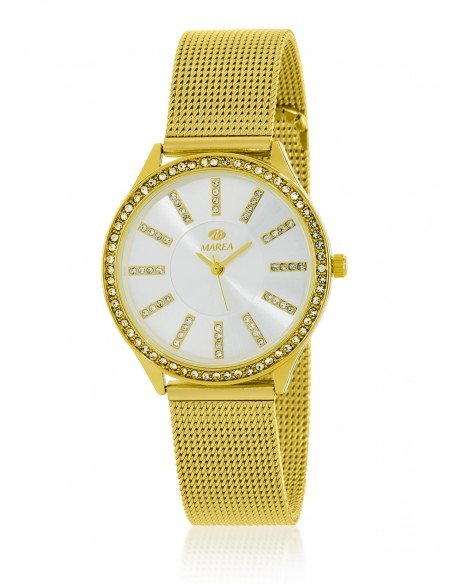 Reloj para mujer chapado en oro con circonitas