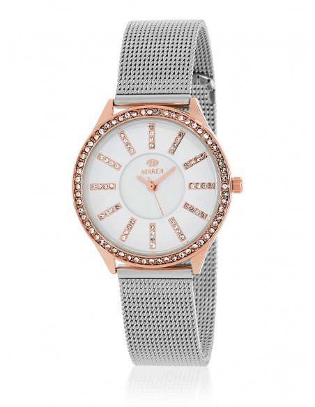 Reloj bicolor con pedrería para mujer