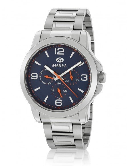 Reloj de acero de hombre con detalles en rojo